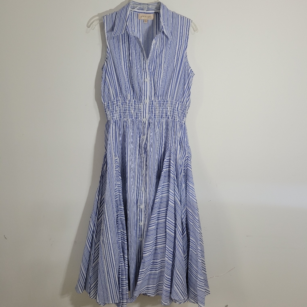 Philosophy Women's Shirting Stripe Smock Waist DressSize Medium